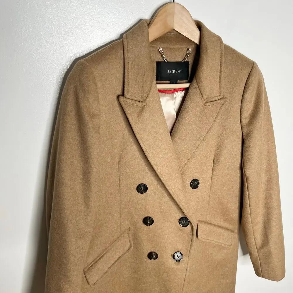 J. Crew Double Breasted Italian Wool Cashmere Coat Jacket Womens 2P Brown - Picture 5 of 13